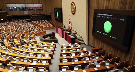 The National Assembly plenary session is processing the partial revision bill of the Trade Union and Labor Relations Adjustment Act (Yellow Envelope Law) on November 9, 2023.(Photo: BusinessKorea DB)
